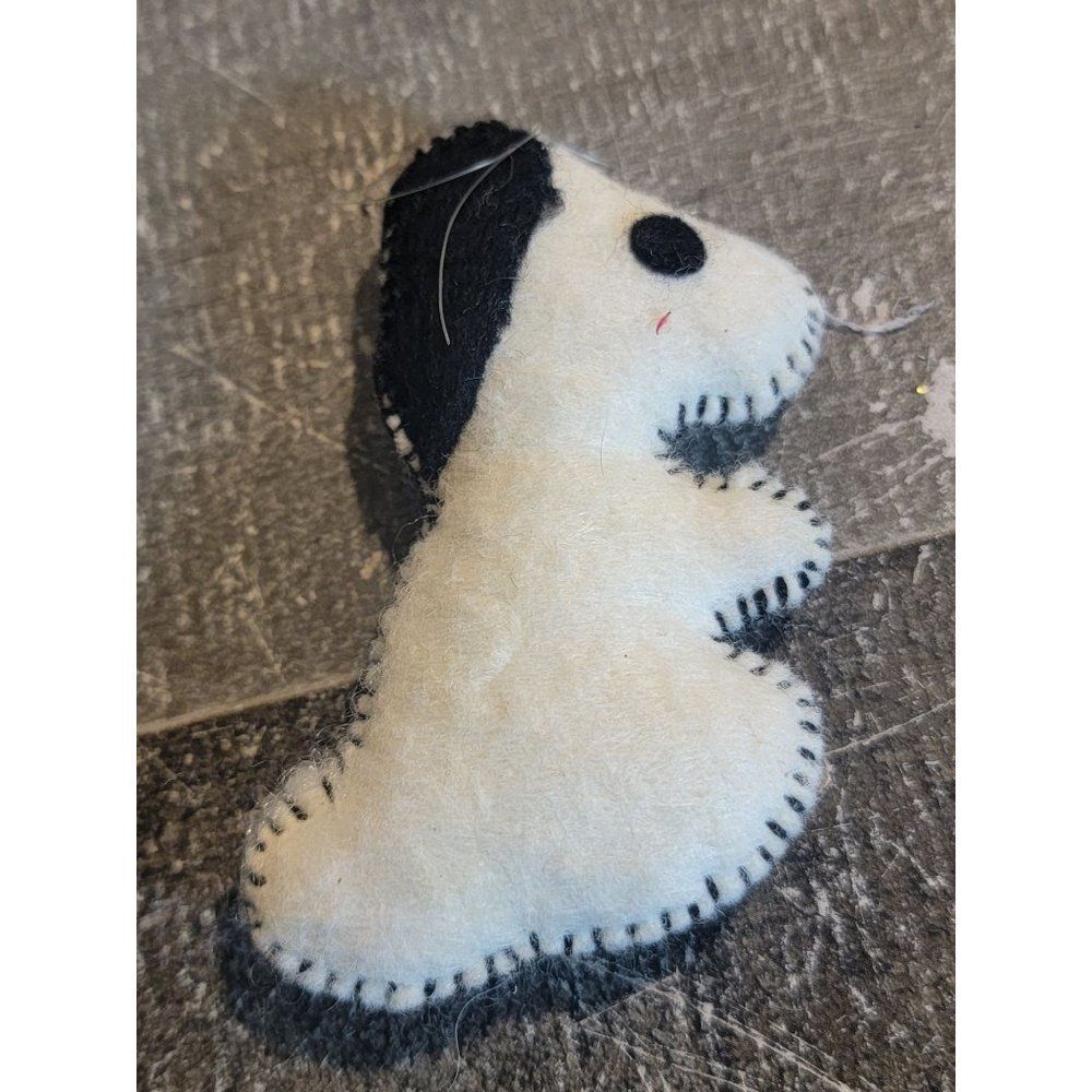 Handmade felt plush dog ornament Xmas decor